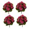 Nearly Natural Set of 4 Artificial Geranium Bush Outdoor Flowers, 14"